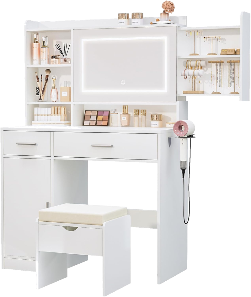 Vanity Desk with Mirror and Lights