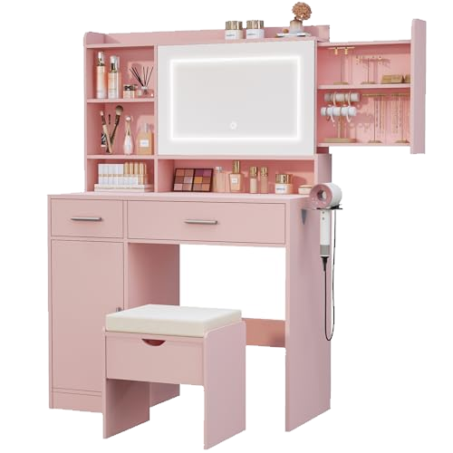 Vanity Desk with Mirror and Lights